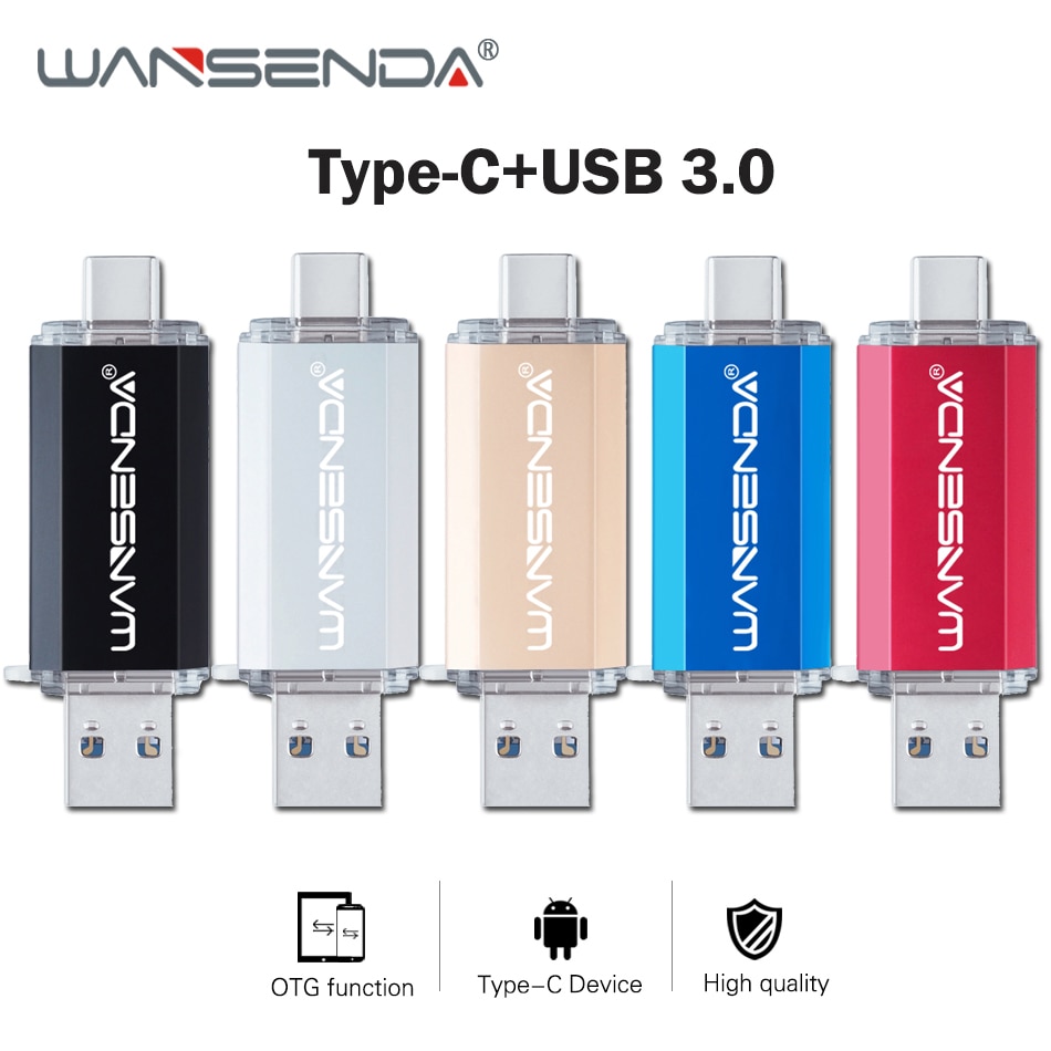 Hotsale WANSENDA OTG USB 플래시 드라이브 유형 C 펜 드라이브 유형 C 장치를위한 512GB 256GB 128GB 64GB 32GB 16GB USB 지팡이 3.0 Pendrive