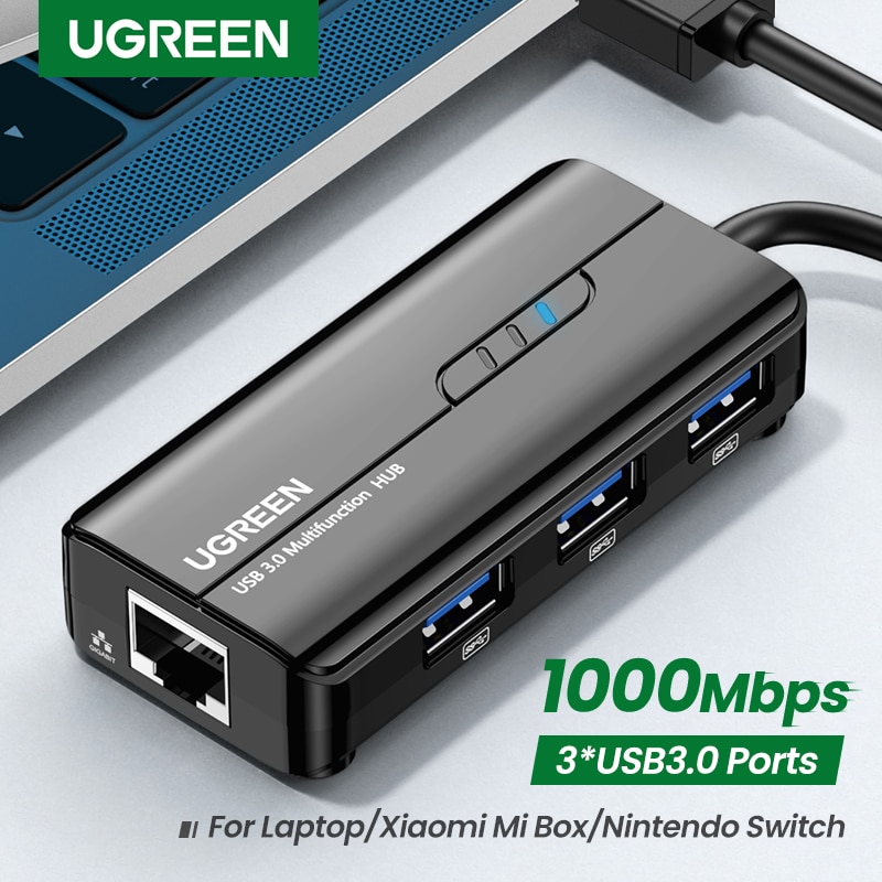 UGREEN USB 이더넷 USB3.0 Lan 1000Mbps 이더넷 어댑터 USB RJ45 USB 허브 노트북 Xiaomi Mi Box S 이더넷 허브 네트워크 카드
